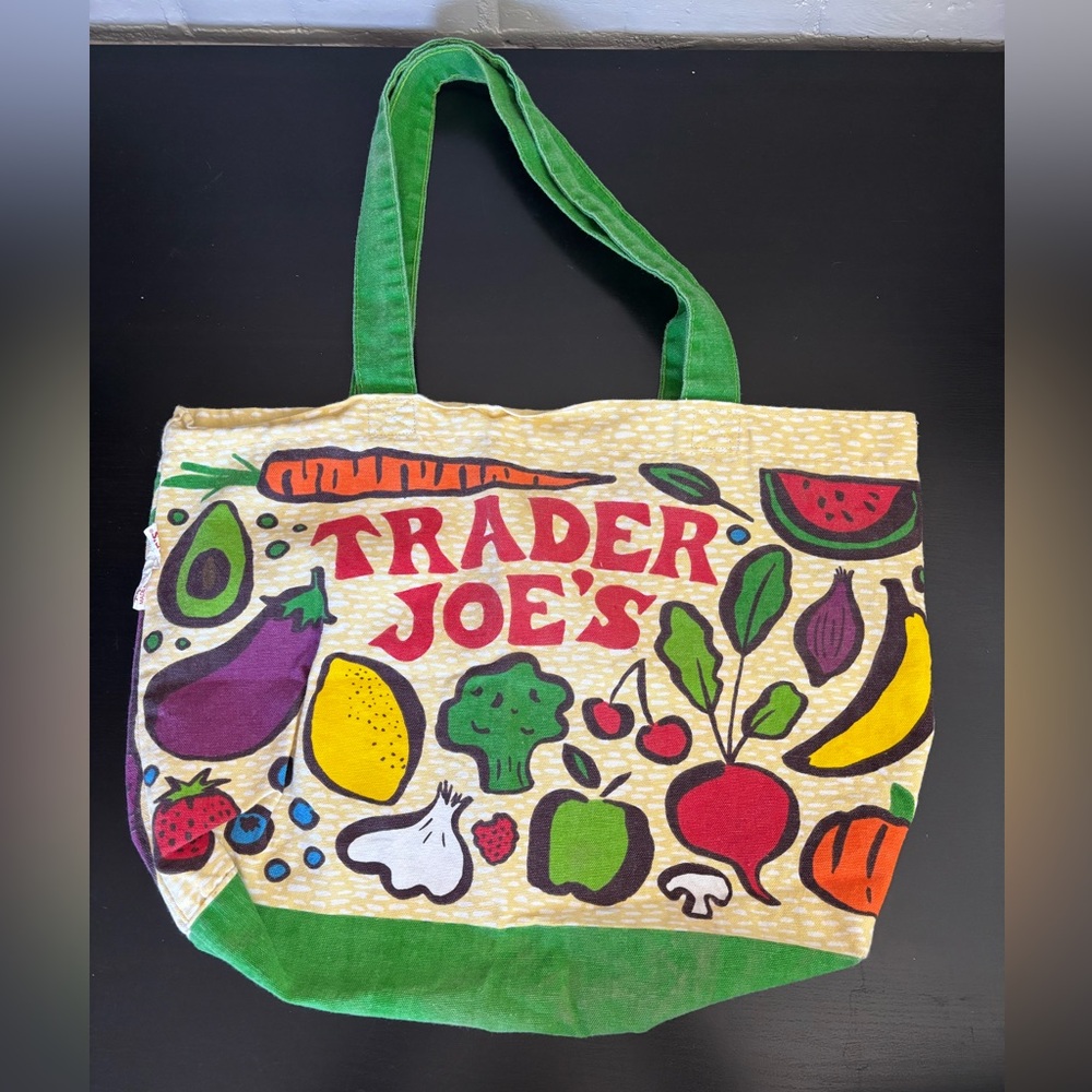 Trader Joe's Green and Multi Color Grocery Tote Bag